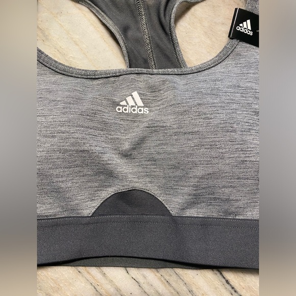 Adidas Powerreact Medium Support Sports Bra Heather Gray Size Small - Picture 5 of 6